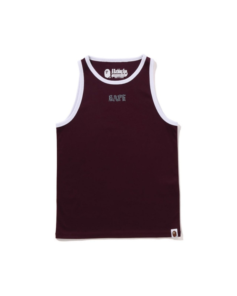 T Shirts Bape Crystal Stone Tank Bordeaux Femme | SED-36632757